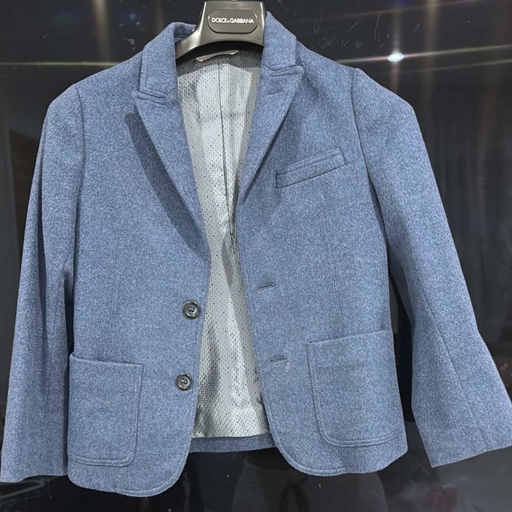 Wool Dolce & Gabbana Blue Blazer Tailored Fit Notched Lapels
